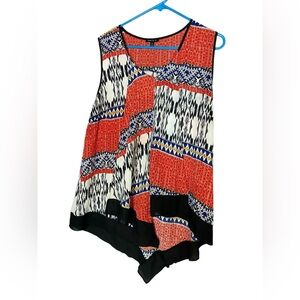 Sami & Jo Pointed Hemline Striped Blouse Top Shirt Size XL